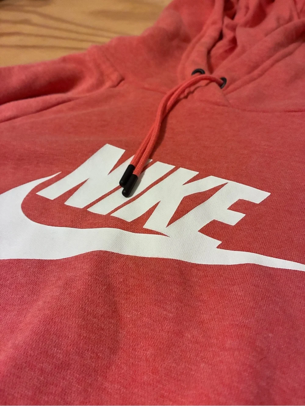 Nike Coral-Orange Logo Cropped Hoodie